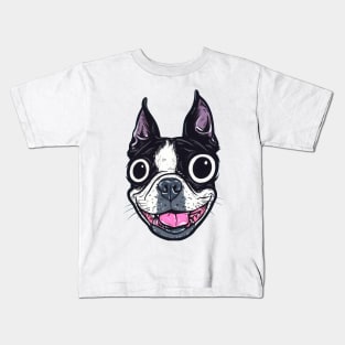 Boston Terrier Face Kids T-Shirt